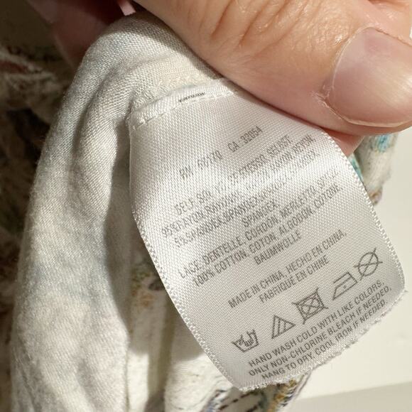 Meadow Rue Tank Top Womens Small Cream Lace Peplum Hem Boho Anthropologie - Picture 3 of 5